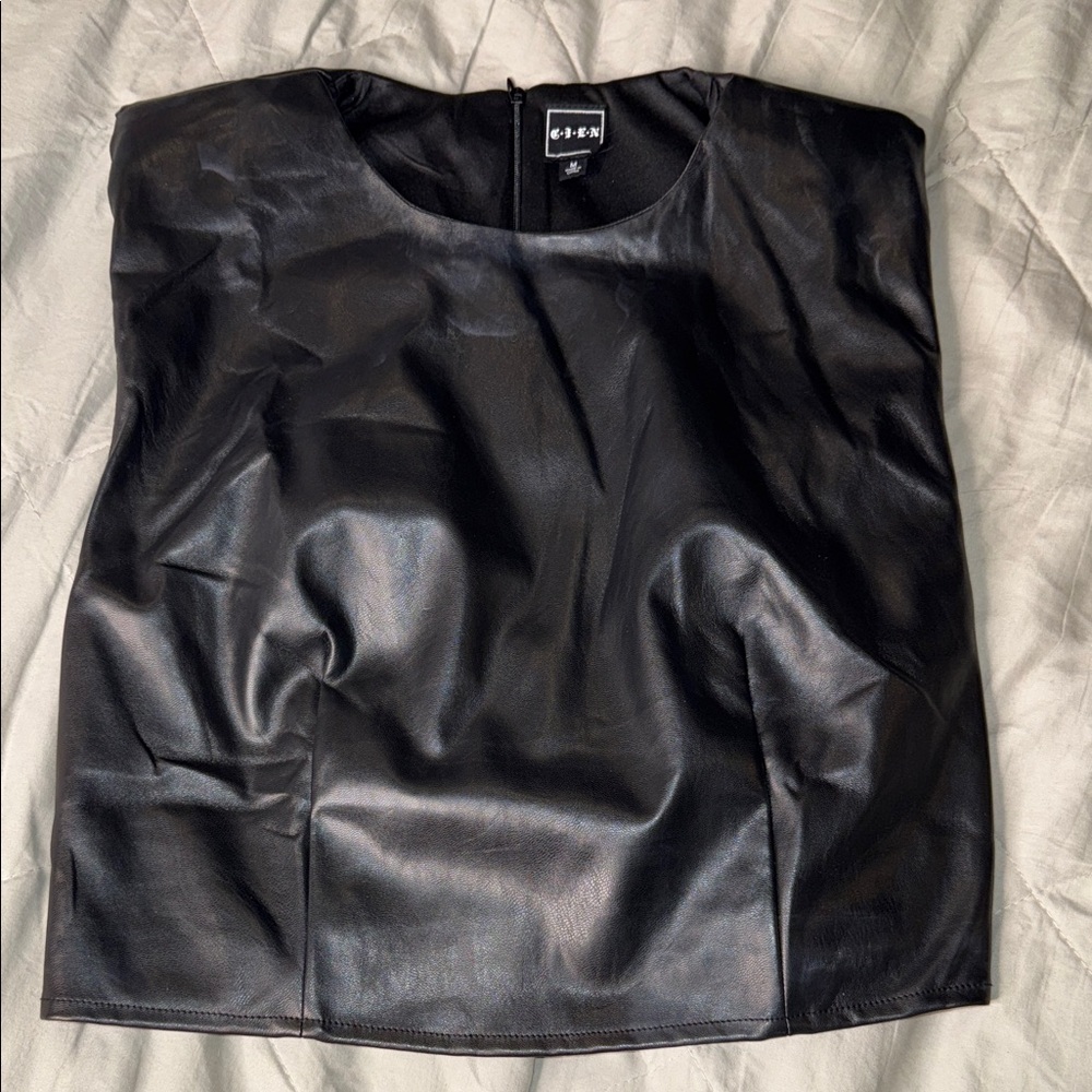 CIEN faux leather strapless tube top